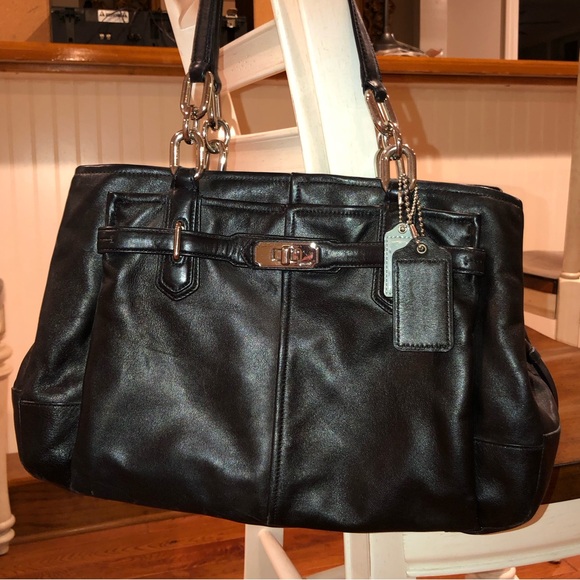 Black leather Coach shoulder bag - Picture 5 of 6